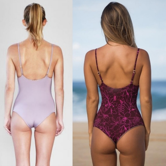 New acacia swimwear hina samba L fullpiece swim suit purple black snake animal - Picture 5 of 14